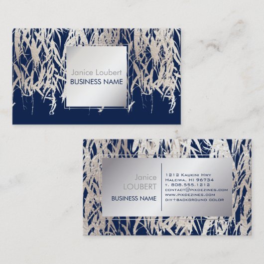 PixDezines Willow/フェイクSilver Foil/DIY背景 名刺 (正面/裏面)