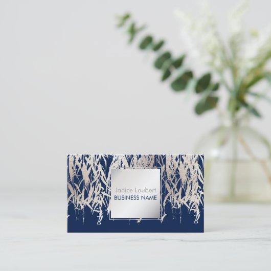 PixDezines Willow/フェイクSilver Foil/DIY背景 名刺 (スタンド正面)