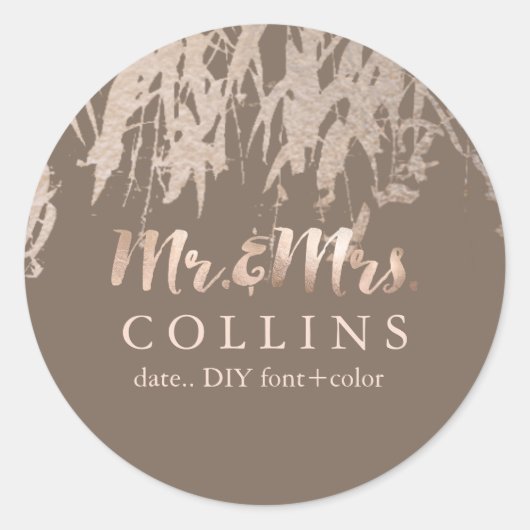 PixDezines Willow/Pinkフェイク金ゴールド/DIY背景 ラウンドシール (正面)