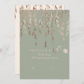 PixDezines Willow/Pink金ゴールド/DIYバックグラウンド 招待状 (正面/裏面)