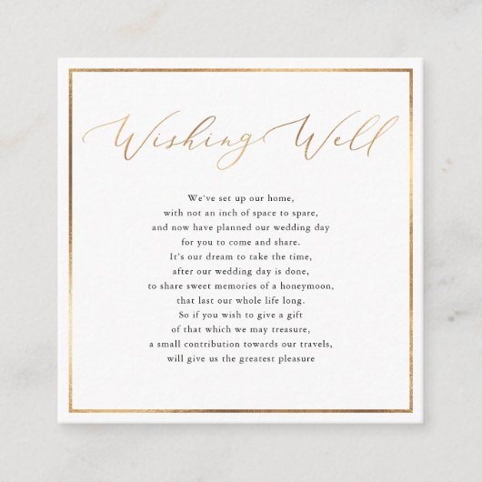 PixDezines Wishing Well、書道フェイク金ゴールド エンクロージャーカード (正面)