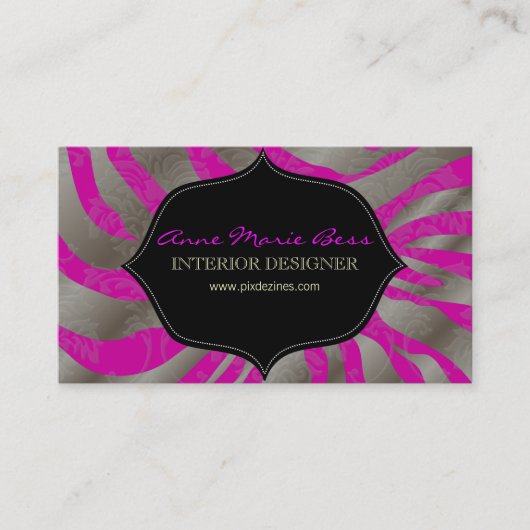 PixDezines Zebra+Damask/DIY背景色！ 名刺 (正面)