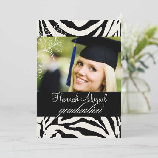 PixDezines Zebra Print 2011卒業招待状 招待状 (スタンド正面)