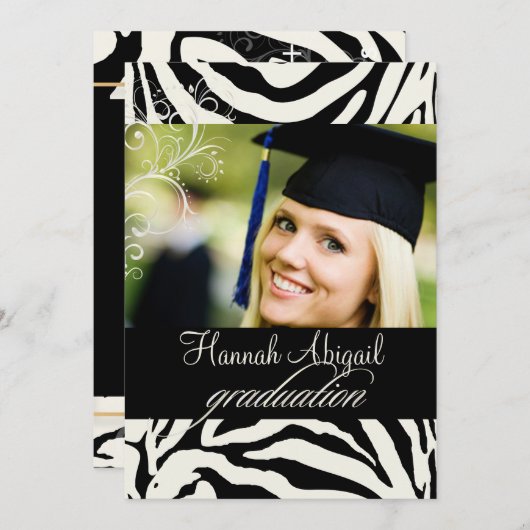 PixDezines Zebra Print 2011卒業招待状 招待状 (正面/裏面)