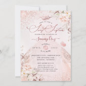 PixDezinesSweet sixteenバラ金ゴールドグリッターガウン 招待状 (裏面)