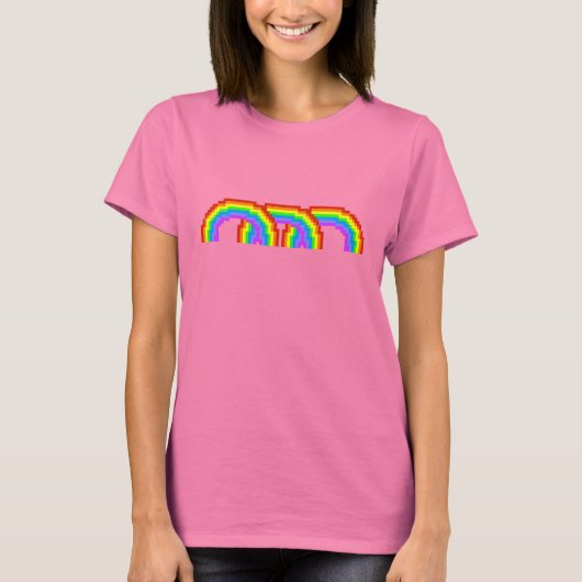 Pixel カラフル Art Rainbow T-shirt for Women Tシャツ (正面)