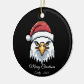 Pixel Art Bald Eagle Santa Hat セラミックオーナメント (左)