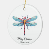 Pixel Art Blue Dragonfly Insect Art Christmas Gift セラミックオーナメント (左)
