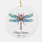 Pixel Art Blue Dragonfly Insect Art Christmas Gift セラミックオーナメント (裏面)