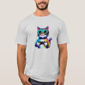 Pixel Art Cat Gamer Tシャツ (正面)