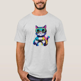 Pixel Art Cat Gamer Tシャツ