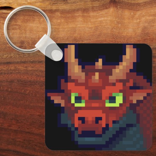 Pixel Art, dragon sleutelhanger  キーホルダー (正面)