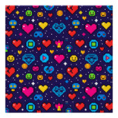 Pixel Art Gaming Aesthetic Room Décor Poster ポスター (正面)