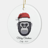 Pixel Art Gorilla Ape Santa Hat Christmas Gift セラミックオーナメント (左)
