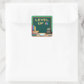 Pixel Art Level Up勉強クラス スクエアシール (バッグ)