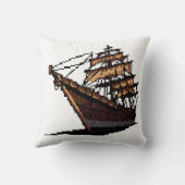 Pixel Art Pirate Ship on Grey Background クッション (裏面)