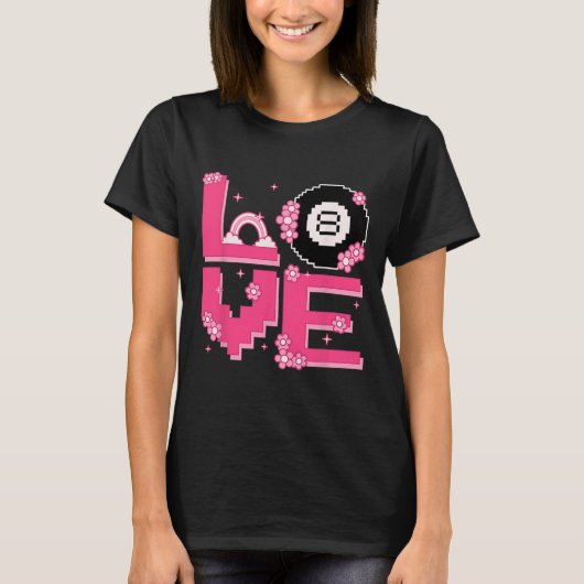 Pixel Art Retro 60s 70s Style Hippie Outfit Love B Tシャツ (正面)