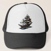 Pixel Art Sailing Ship on Water キャップ (正面)