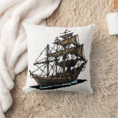 Pixel Art Sailing Ship on Water クッション (ブランケット)