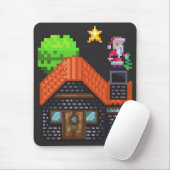 Pixel Art Santa on Rooftop Christmas House Scene マウスパッド (マウス)