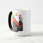 Pixel Art Santa on Rooftop Christmas House Scene モーフィングマグカップ (正面左)