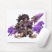 Pixel Art Shaman Warrior with Spirit Wolves Fantas マウスパッド (マウス)