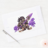 Pixel Art Shaman Warrior with Spirit Wolves Fantas 長方形シール (封筒)