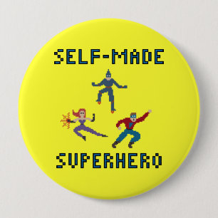 Pixel Art Superheroesキーチェーン 缶バッジ
