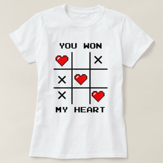 Pixel Art "You Won Myハート" Tic Tac Toe Gamer Tシャツ (デザイン正面)