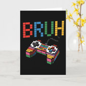 Pixel Block Gamer Controller Bruh Funny Retro Styl カード (黄色い花)