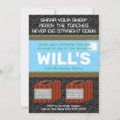 Pixel Block Gaming Birthday Invitation 招待状 (正面)