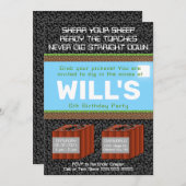 Pixel Block Gaming Birthday Invitation 招待状 (正面/裏面)