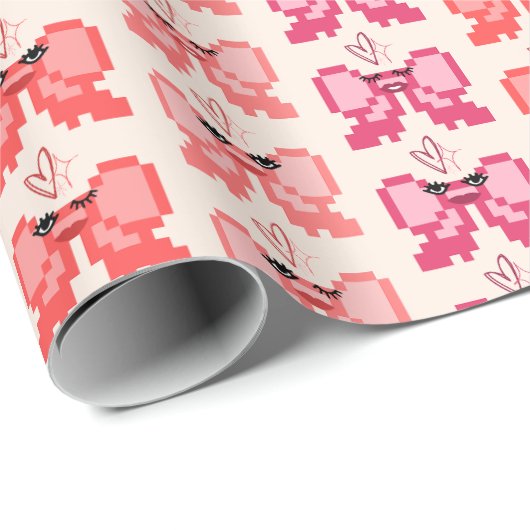 Pixel Bow In High Heels Pattern ラッピングペーパー (ロールコーナー)