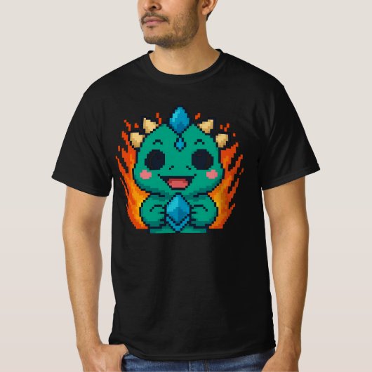 Pixel Bull-Zilla Coin – レトロ8ビット暗号資産ゲーミング Tシャツ (正面)