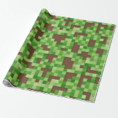 Pixel Camo Gamer Gift Wrap in Green and Brown ラッピングペーパー (アンロールド)