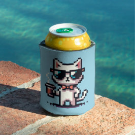 Pixel Cat クール with Coffee - 8ビットレトロ猫 缶クーラー
