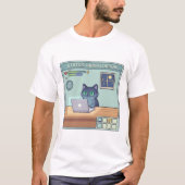 Pixel Cat Brain Loading – Funny Retro Gamer Cat Tシャツ (正面)