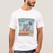 Pixel Cat Need Coffee – Retro RPG Game Status Tシャツ (正面)