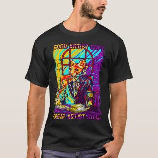 Pixel Cat T-shirt Good Artist Great Artist Design Tシャツ