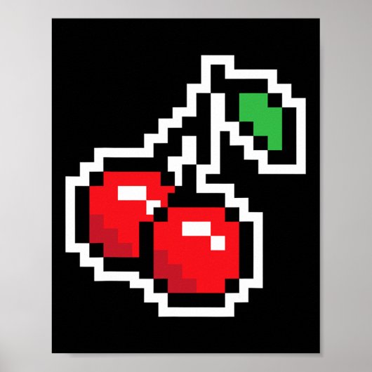Pixel Cherries 80s Video Game Halloween Costume Ea ポスター (正面)