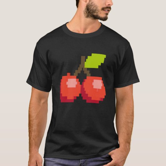 Pixel Cherry Summer Fruit 8 bit Fruit Tシャツ (正面)