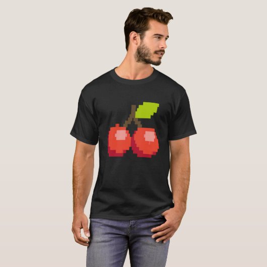 Pixel Cherry Summer Fruit 8 bit Fruit Tシャツ (正面フル)