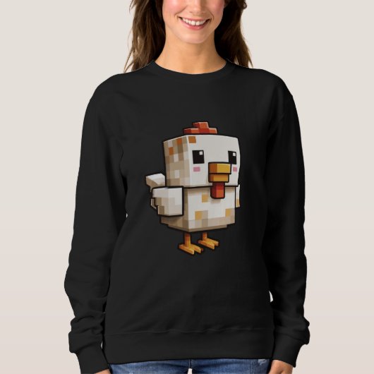 Pixel Chicken Funny Retro Gaming Lover スウェットシャツ (正面)