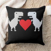 Pixel Dino Love – Cute Retro Throw Pillow クッション (ブランケット)