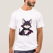 Pixel Dracula Cat – Smug Cute Vampire 8-Bit Cat Tシャツ (正面)