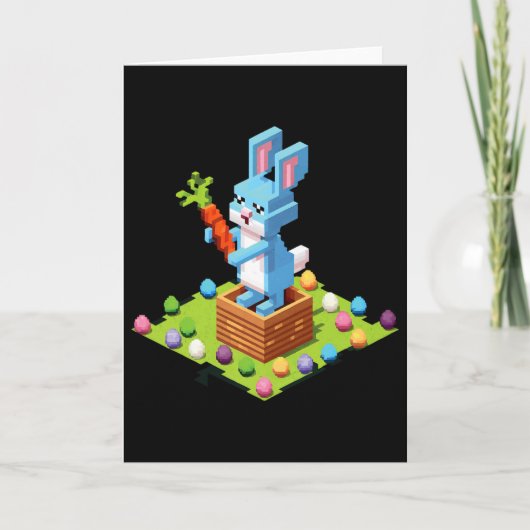 Pixel Easter Bunny Video Gamer Egg Hunting Funny B カード (正面)