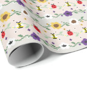 Pixel Floral Garden Pattern ラッピングペーパー (ロールコーナー)