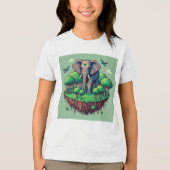 Pixel Friends：森林保護（象） #01 トライブレンドＴシャツ (正面)