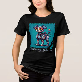 Pixel Friends: Mecha Dog (Robot Dog)（女性Tシャツ） トライブレンドＴシャツ