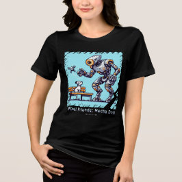Pixel Friends: Mecha Dog (Robot Dog)（女性Tシャツ） トライブレンドＴシャツ
